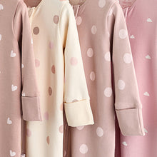 Load image into Gallery viewer, Brown/Pink Two Way Zip 100% Cotton Baby Sleepsuits (0mths-18mths)