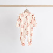 Load image into Gallery viewer, Pink Bear Baby Two Way Zip Sleepsuits 3 Pack (0-12mths)
