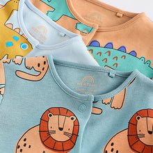 Load image into Gallery viewer, Blue/Green Character 100% Cotton Baby Sleepsuits 3 Pack (0mths-2yrs)