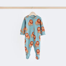 Load image into Gallery viewer, Blue/Green Character 100% Cotton Baby Sleepsuits 3 Pack (0mths-2yrs)