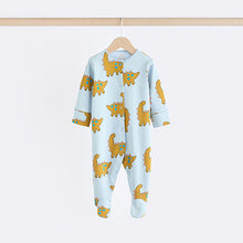 Load image into Gallery viewer, Blue/Green Character 100% Cotton Baby Sleepsuits 3 Pack (0mths-2yrs)
