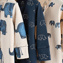 Load image into Gallery viewer, Blue Elephant Two Way Zip Baby 100% Cotton Sleepsuits 3 Pack (0mths-2yrs)