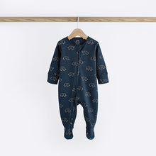 Load image into Gallery viewer, Blue Elephant Two Way Zip Baby 100% Cotton Sleepsuits 3 Pack (0mths-2yrs)