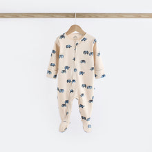 Load image into Gallery viewer, Blue Elephant Two Way Zip Baby 100% Cotton Sleepsuits 3 Pack (0mths-2yrs)