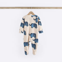 Load image into Gallery viewer, Blue Elephant Two Way Zip Baby 100% Cotton Sleepsuits 3 Pack (0mths-2yrs)