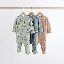 Load image into Gallery viewer, Neutral Animal 100% Cotton Baby Sleepsuits 3 Pack (0mths-18mths)
