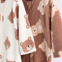 Load image into Gallery viewer, Neutral 2 Pack Baby Microfleece Sleepsuits