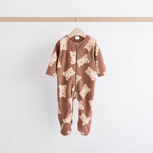 Load image into Gallery viewer, Neutral 2 Pack Baby Microfleece Sleepsuits