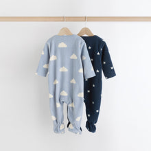 Load image into Gallery viewer, Blue Star/Cloud Fleece Sleepsuits 2 Pack