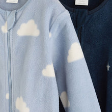 Load image into Gallery viewer, Blue Star/Cloud Fleece Sleepsuits 2 Pack