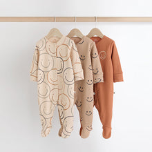 Load image into Gallery viewer, Brown Baby Sleepsuits 3 Pack (0mths-18mths)