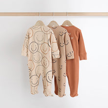 Load image into Gallery viewer, Brown Baby Sleepsuits 3 Pack (0mths-18mths)