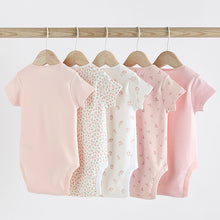 Load image into Gallery viewer, Pink Bunny 5 Pack Short Sleeve Bodysuits