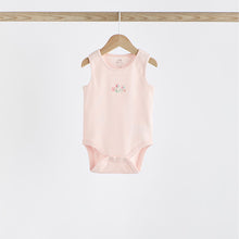Load image into Gallery viewer, Pink Bunny 5 Pack Vest Baby Bodysuits
