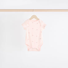 Load image into Gallery viewer, Brown & Pink Baby Short Sleeve 100% Cotton Bodysuits 5 Pack