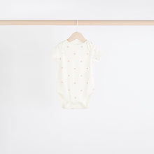 Load image into Gallery viewer, Brown & Pink Baby Short Sleeve 100% Cotton Bodysuits 5 Pack