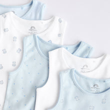 Load image into Gallery viewer, Blue Bear Print Baby Vests 5 Pack