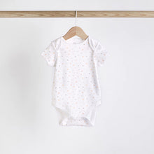 Load image into Gallery viewer, White 5 Pack Baby Short Sleeve Bodysuits