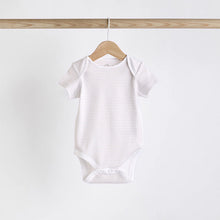 Load image into Gallery viewer, White 5 Pack Baby Short Sleeve Bodysuits