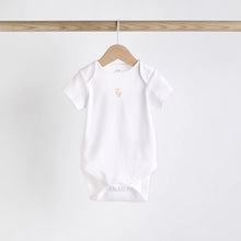 Load image into Gallery viewer, White 5 Pack Baby Short Sleeve Bodysuits