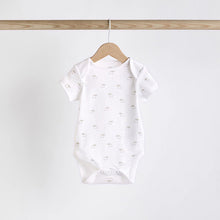 Load image into Gallery viewer, White 5 Pack Baby Short Sleeve Bodysuits