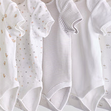 Load image into Gallery viewer, White 5 Pack Baby Short Sleeve Bodysuits
