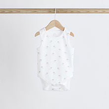 Load image into Gallery viewer, White Delicate Animal Baby Vest Bodysuits 5 Pack