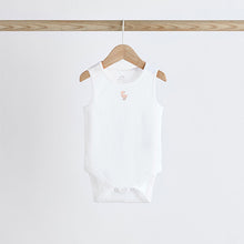Load image into Gallery viewer, White Delicate Animal Baby Vest Bodysuits 5 Pack