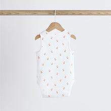 Load image into Gallery viewer, White Delicate Animal Baby Vest Bodysuits 5 Pack
