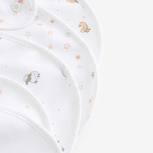 Load image into Gallery viewer, White Animals 100% Cotton Bibs 5 Pack