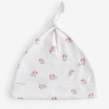 Load image into Gallery viewer, Pink Baby Tie Top 100% Cotton Hats 3 Pack (0-3mths)
