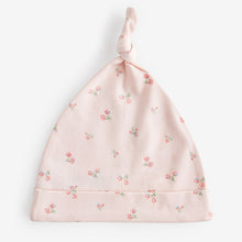 Load image into Gallery viewer, Pink Baby Tie Top 100% Cotton Hats 3 Pack (0-3mths)