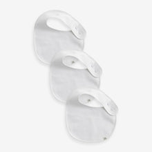 Load image into Gallery viewer, White 100% Cotton Baby Bibs 3 Pack