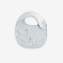 Load image into Gallery viewer, Blue Delicate Elephant Baby 100% Cotton Bibs 3 Pack