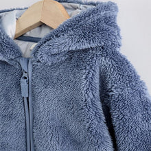 Load image into Gallery viewer, Navy Baby Cosy Fleece Jacket with 3d Ears (0-18mths)