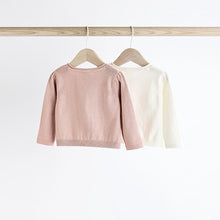 Load image into Gallery viewer, Pink/White 100% Cotton Cardigans 2 Pack (0mths-2yrs)
