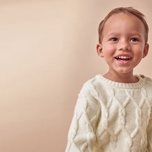 Load image into Gallery viewer, Ecru Cable Knit Crew Neck Jumper (3mths-5yrs)