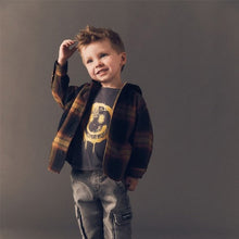 Load image into Gallery viewer, Brown Check Shirt & Smiley T-Shirt 100% Cotton Long Sleeve Check Shirt and T-Shirt Set (3mths-6yrs)