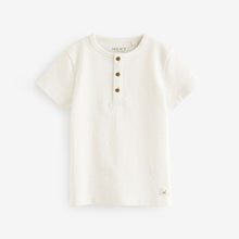 Load image into Gallery viewer, White Short Sleeve Henley Neck T-Shirt