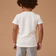 Load image into Gallery viewer, White Short Sleeve Henley Neck T-Shirt
