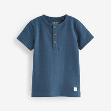 Load image into Gallery viewer, Blue Short Sleeve Henley Neck T-Shirt
