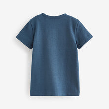 Load image into Gallery viewer, Blue Short Sleeve Henley Neck T-Shirt