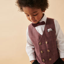Load image into Gallery viewer, Plum Purple Check Waistcoat Set With Shirt And Bow Tie (3mths-6yrs)