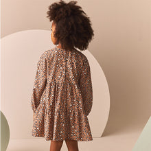Load image into Gallery viewer, Animal Print Long Sleeve Tiered 100% Cotton Dress (3-12yrs)