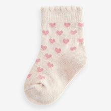 Load image into Gallery viewer, Pink Heart Stripe Baby Socks 5 Pack (0mths-2yrs)