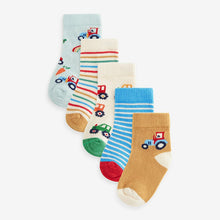 Load image into Gallery viewer, Blue/Yellow 5 Pack Baby Socks (0mths-2yrs)