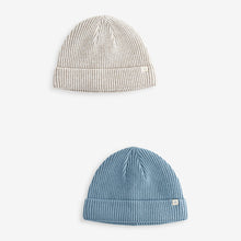 Load image into Gallery viewer, Blue/Grey Baby Beanie Hats 2 Pack (0mths-18mths)