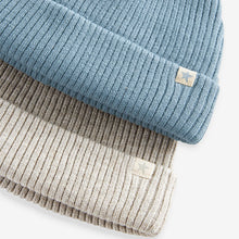 Load image into Gallery viewer, Blue/Grey Baby Beanie Hats 2 Pack (0mths-18mths)