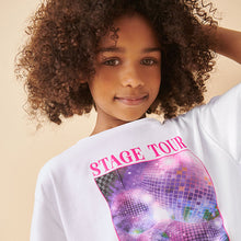 Load image into Gallery viewer, White/Pink Glitterball Graphic T-Shirt and Sequin Skirt Set (3-12yrs)