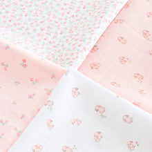 Load image into Gallery viewer, Pink Bunny Baby Muslins 100% Cotton Cloths 4 Pack